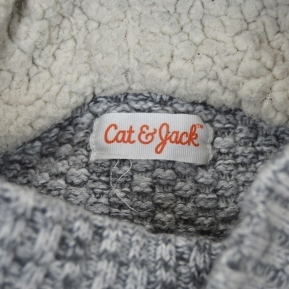 Cat & Jack Thick Chunky Knit Sherpa Lined Hood Sweater Pullover - Picture 4 of 6
